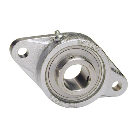 Iptci 2-Bolt Flange Ball Bearing Unit, 1.9375 in Bore, Nickel Plated Hsg, Stainless Insert, Set Screw Lock SUCNPFL210-31
